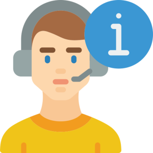 a person with a headset and a yellow shirt providing assistance and help