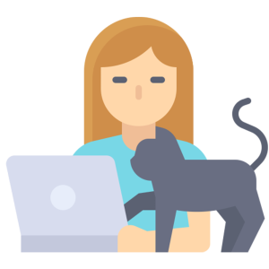 travail à domicile wfh chat femme ordinateur appareil travail emploi