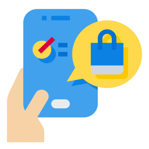 Shopping bag on phone