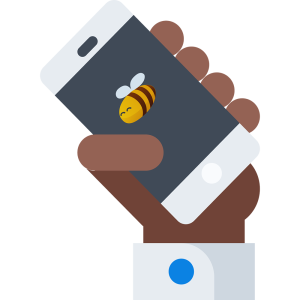 Utilizador de guloseimas com um smartphone