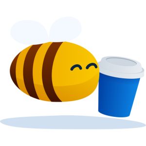 bee with a cup of coffe