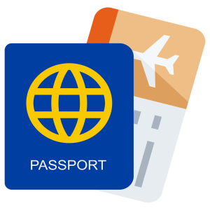 passaporte e bilhete de avião