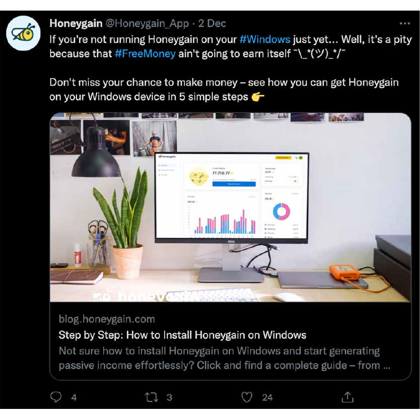 Honeygain sur votre appareil Windows