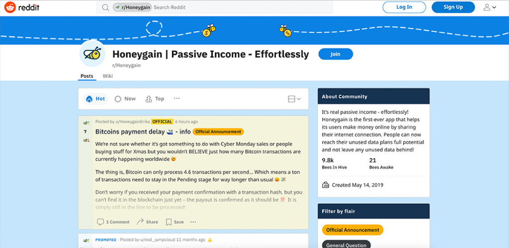 Honeygain sur reddit