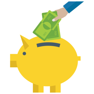 dinero en una hucha amarilla