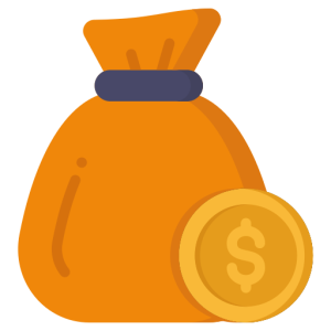 brown money bag with a coin