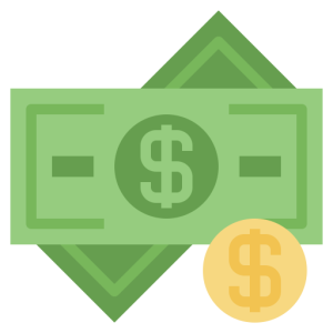 cash money bills with and a dollar coin