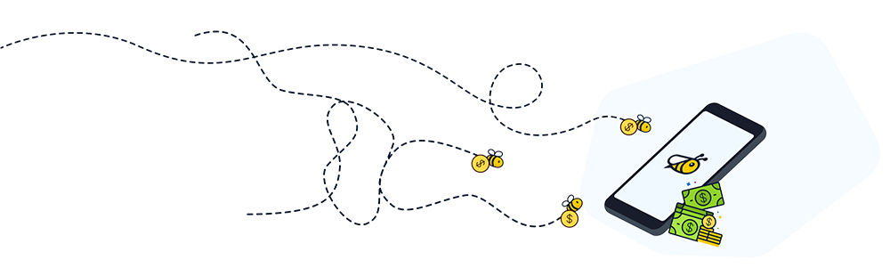 abejas que transfieren dinero a un smartphone