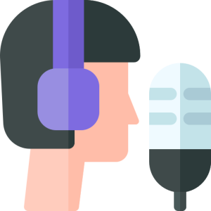 Person talking to a mic