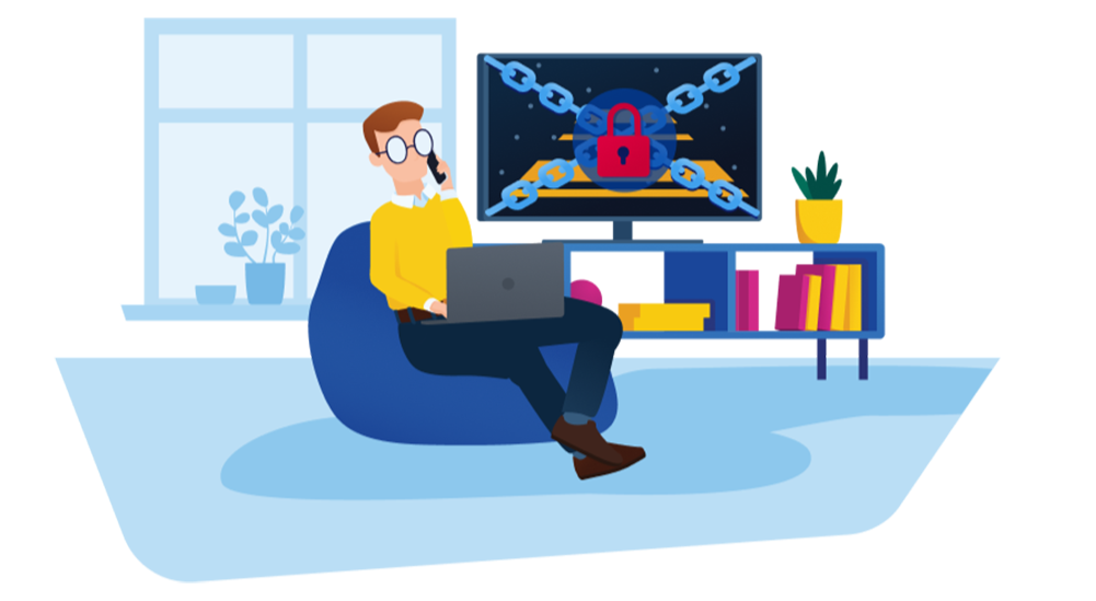 crossed chains man working