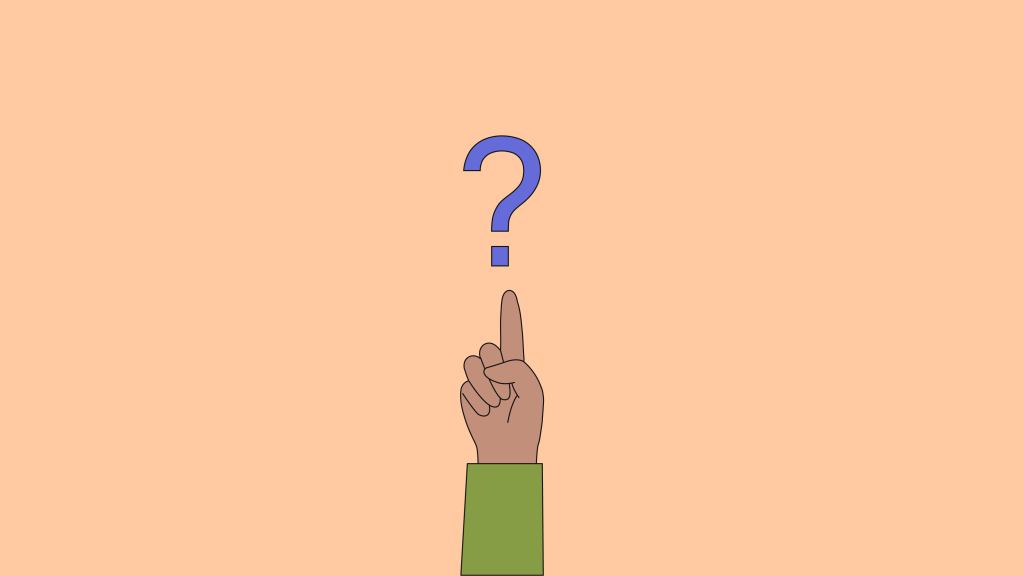hand pointing to a question mark