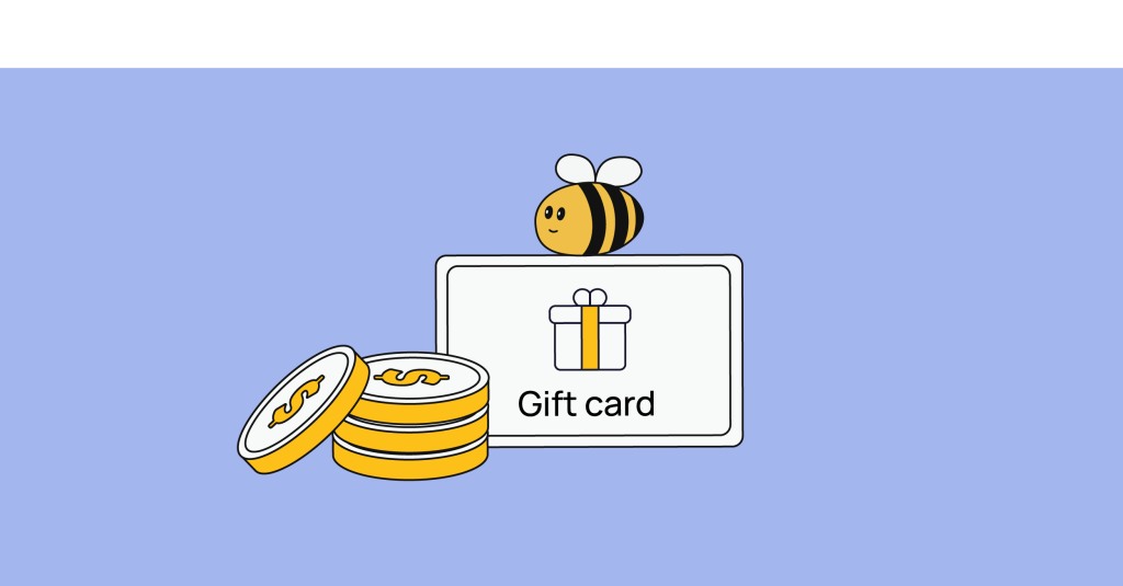 cartão-presente com uma abelha sobre ele