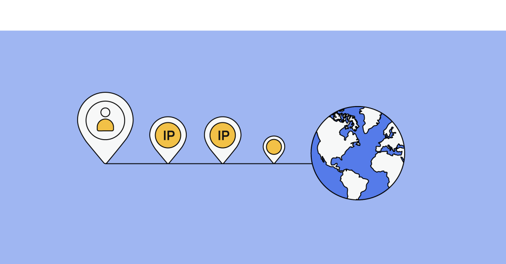 el mundo y la línea con iconos IP