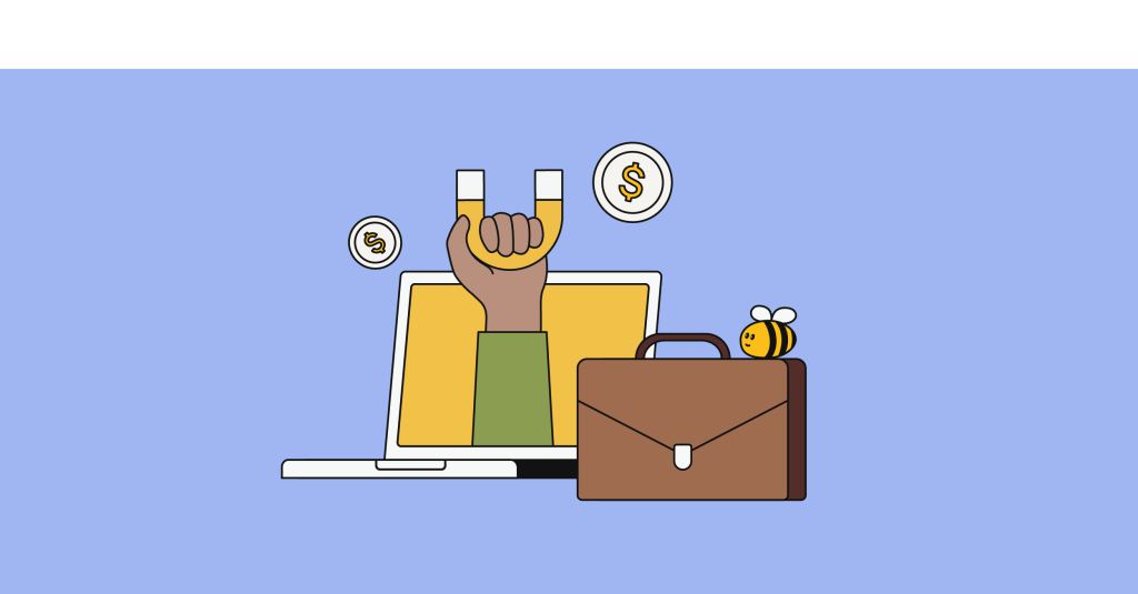 laptop and coins with a laptop case