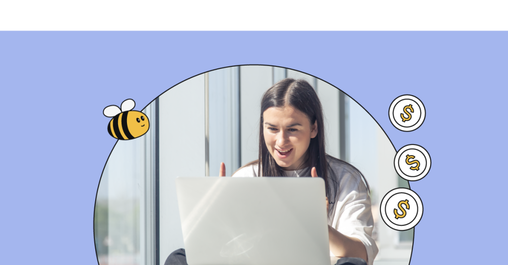 girl sitting by the laptop