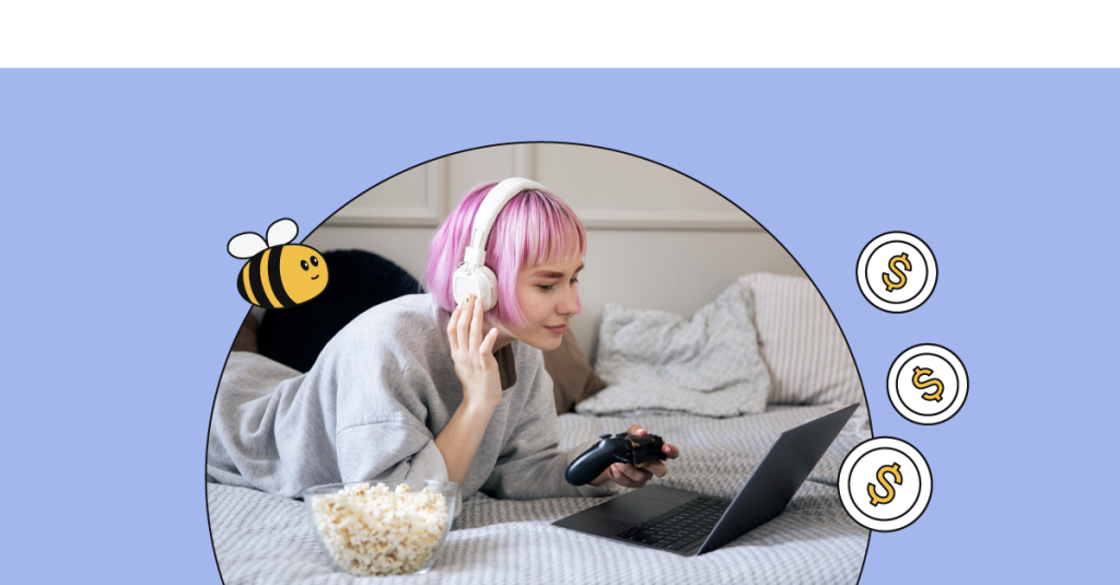 girl playing on a laptop