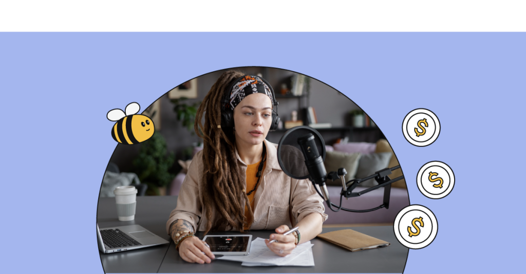 femme s'exprimant sur un podcast